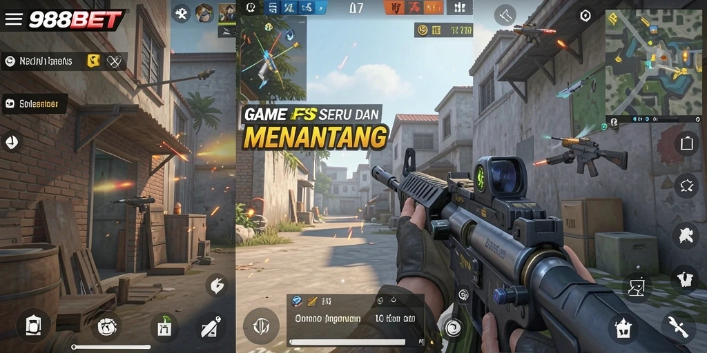 Gameplay seru 988BET dengan aksi tembak-menembak intens.