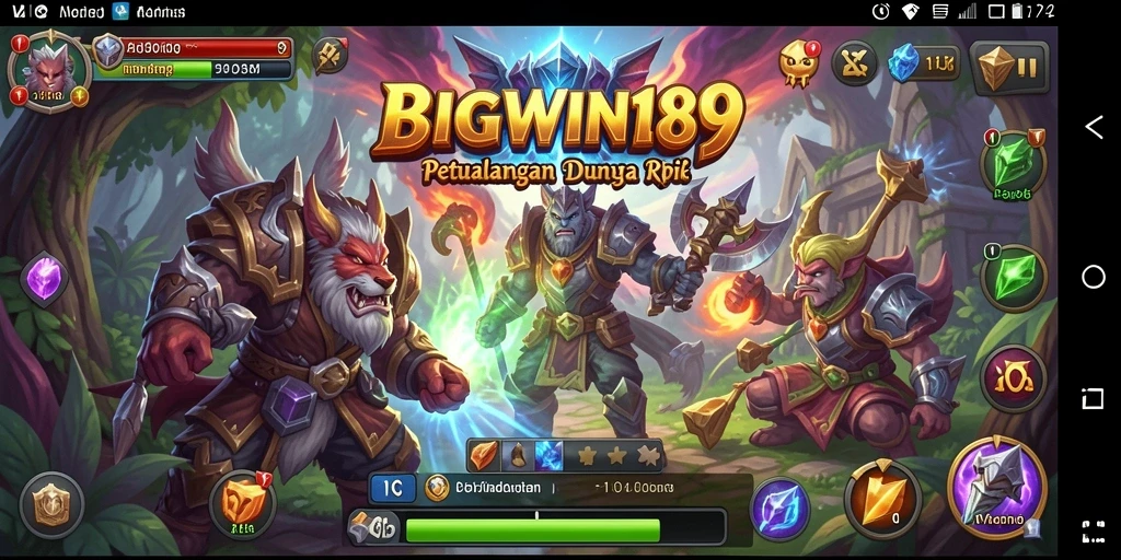 Screenshot BIGWIN189 menampilkan aksi pertarungan yang intens dalam permainan RPG.