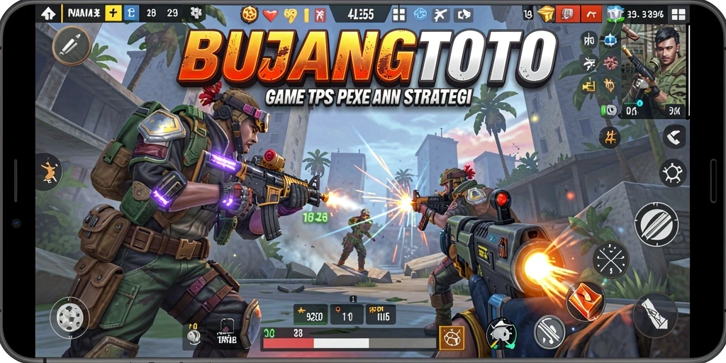 Tampilan aksi seru dalam game BUJANGTOTO dengan gameplay TPS.