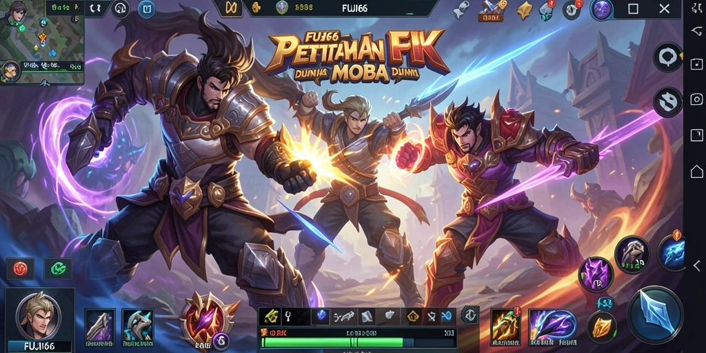 Tangkapan layar utama FUJI66 menunjukkan aksi pertempuran seru dalam game MOBA.