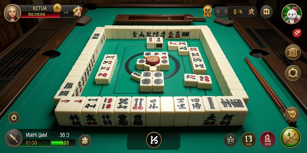 Screenshot permainan KETUA menampilkan aksi seru dalam Mahjong.
