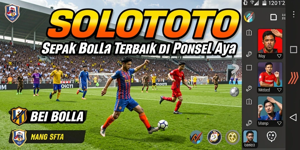 Tampilan screenshot utama SOLOTOTO dengan aksi pertandingan sepak bola.