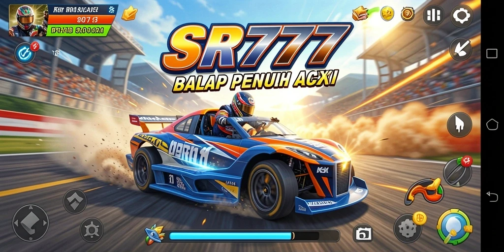 Tampilan balapan mendebarkan di SR777 dengan grafis memukau.
