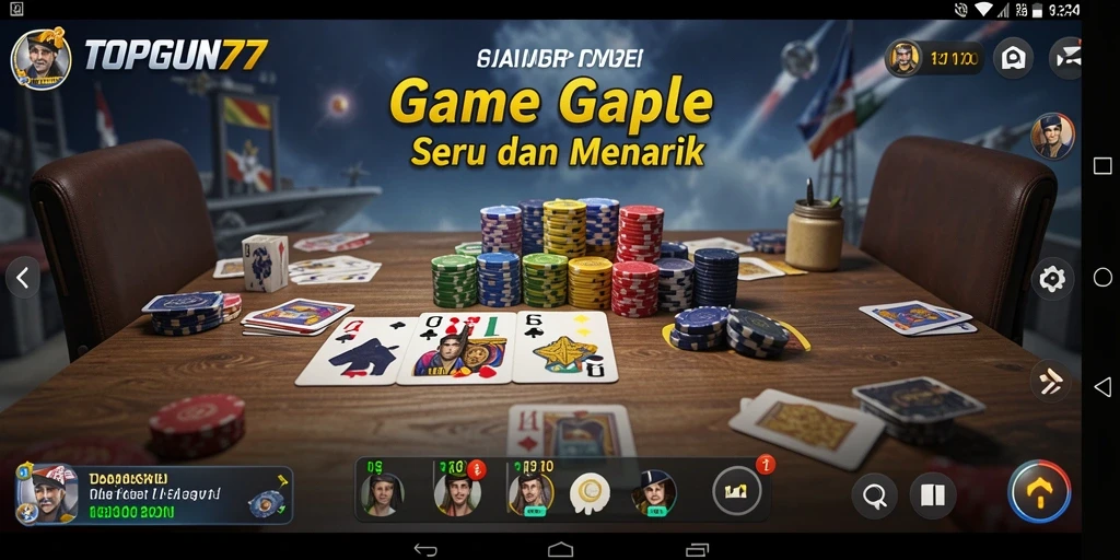 Tampilan menarik dari gameplay Gaple TOPGUN77.